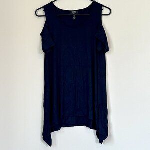 Jones New York Cold Shoulder Dark Navy Blue Shirt - Size: Small